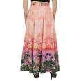 thumbnail image 1 of Bimba Women's Peach Floral Printed Maxi Summer Cotton Skirt Elastic Waist-M, 1 of 4
