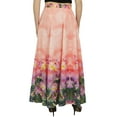 thumbnail image 1 of Bimba Women's Peach Floral Printed Maxi Summer Cotton Skirt Elastic Waist-S, 1 of 4
