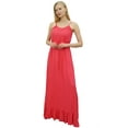 thumbnail image 1 of Bimba Women's Peach Maxi Spaghetti Strap Long Dress Casual Summer Sundress-4, 1 of 5