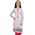 thumbnail image 1 of Bimba Women's Pink Moss Georgette Kurti Summer Wear Printed Tunic Kurta-18, 1 of 9