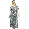 thumbnail image 1 of Bimba Women's Polka Dot Caftan Dress Long Maxi Boho Kaftan Cover up with Drawstring Waist, Gray, 22, 1 of 6