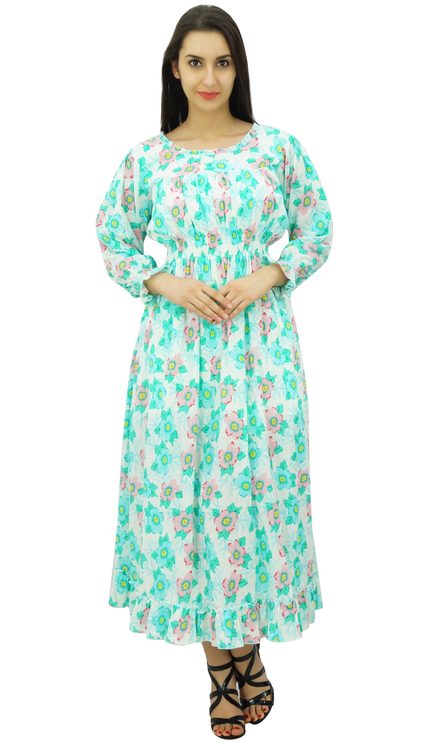 Bimba Women Long Dress Rayón Black Máximo Gown Bohemian