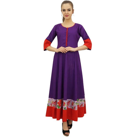 Bimba Women's Purple Anarkali Custom Kurta Kurti 3/4 Sleeve Indian Blouse-12