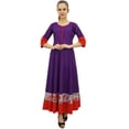 thumbnail image 1 of Bimba Women's Purple Anarkali Custom Kurta Kurti 3/4 Sleeve Indian Blouse-4, 1 of 3