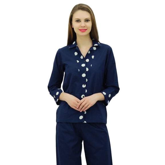 Bimba Women's Pyjama Set Nightsuit Sleepwear Cotton Buttondown Shirt & Pant Nightwear