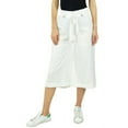 thumbnail image 1 of Bimba Women's Rayon Capri Wide Leg Culottes with Back Elastic Casual Summer Pants With Belt White - XX-Large, 1 of 9