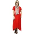 thumbnail image 1 of Bimba Women's Red Asymmetrical Hem Summer Maxi Pockets Boho Dress With Scarf-6, 1 of 9