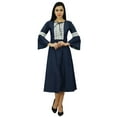 thumbnail image 1 of Bimba Women's Retro Style Denim Dress Mid-Calf Boho Dress With Lace Detail, 1 of 8