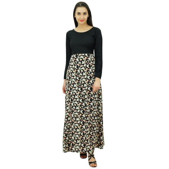 Bimba Women's Round-Neck Long Sleeve Casual Maxi Jilbab Party Wear Dress