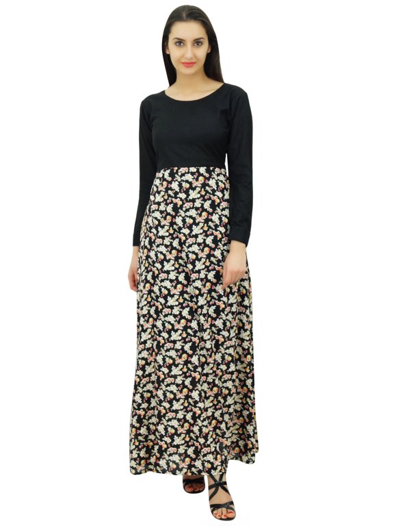 Women's Round-Neck Long Sleeve Casual Maxi Jilbab Party Wear Dress