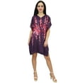thumbnail image 1 of Bimba Women's Short Kaftan Beach Dress Satin Floral Bridesmaid Wine Caftan - 4, 1 of 8