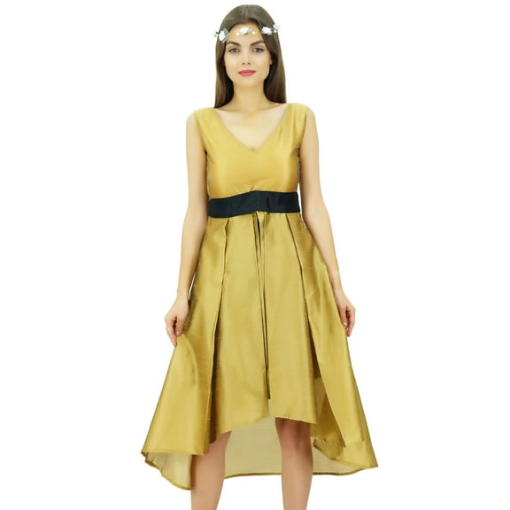 Bimba Women's Sleeveless High-low Asymmetrical Dress V-Neck Prom Dress