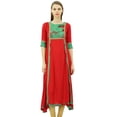thumbnail image 1 of Bimba Women's Solid A-Line Rayon Kurti Kurta Asymmetrical Hem Designer Lace Tunic, 1 of 9