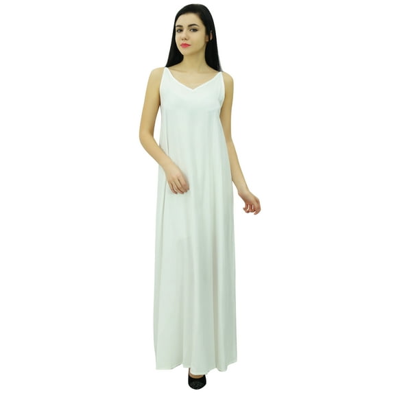 Bimba Women's Solid Spaghetti Strap Maxi Dress for Summer Beach Wear Sundress