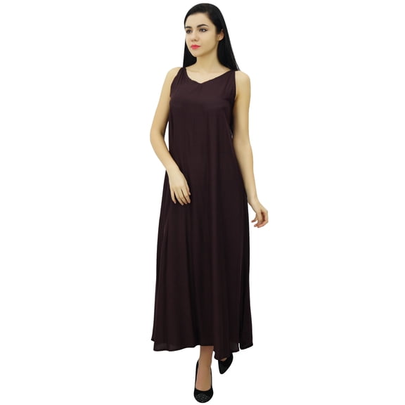 Bimba Women's Solid Spaghetti Strap Maxi Dress for Summer Beach Wear Sundress