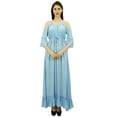 thumbnail image 1 of Bimba Women's Summer Wear Cold Shoulder Maxi Dress Beach Wear Holiday Dresses, 1 of 9