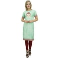 thumbnail image 1 of Bimba Women's Tunic Buddha Print Kurti Kurta Green Casual Summer Clothing-4, 1 of 5