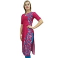 thumbnail image 1 of Bimba Women's Tunic Magenta Kurti Floral Printed Designer Tunic Kurta Wear-8, 1 of 5