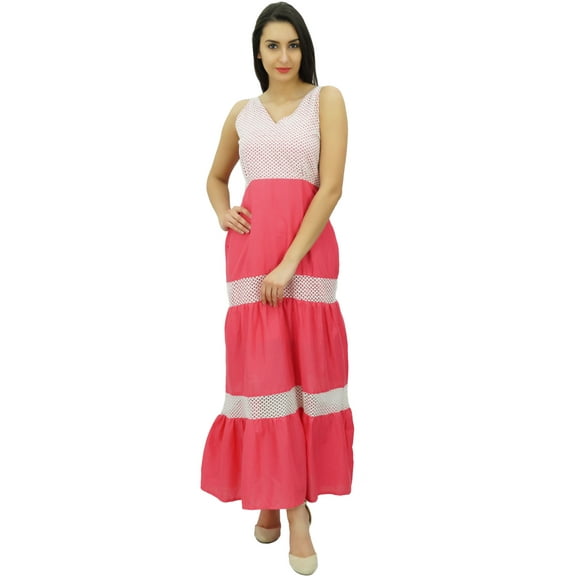 Bimba Women's V-Neck Party Wear Sleeveless Maxi Sundress