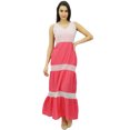 thumbnail image 1 of Bimba Women's V-Neck Party Wear Sleeveless Maxi Sundress, 1 of 7