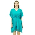 thumbnail image 1 of Bimba Women's V-Neck Tassel Kaftan Short Drawstring Waist Caftan Beachwear Coverup Dress, 1 of 9
