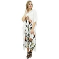 thumbnail image 1 of Bimba Women's White Caftan Floral Satin Kaftan Dress Designer Maxi Coverup-4, 1 of 5
