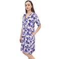 thumbnail image 1 of Bimba Women's White Rayon Sleepwear Button Down Blue Floral Print Sleepshirt - 4, 1 of 5