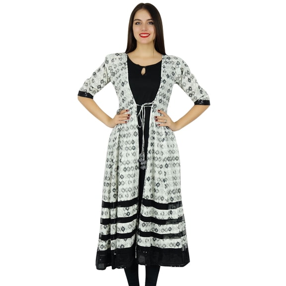 Bimba Womens 2 Piece Anarkali kurta Printed Rayon Kurti Designer Blouse