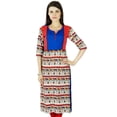 thumbnail image 1 of Bimba Womens 3/4 Sleeve Rayon Kurta Regular Fit Printed Kurti Casual Clothing, 1 of 6