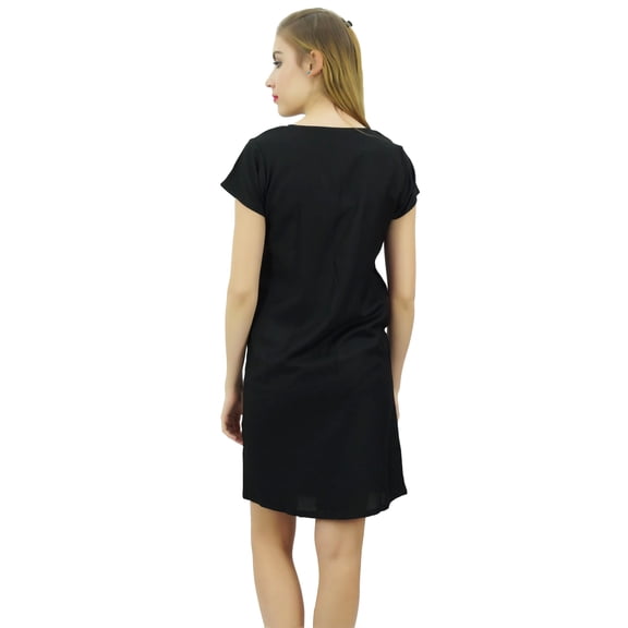 Bimba Womens Black Long Shirt Getting Ready Buttondown Night Sleepdress-14