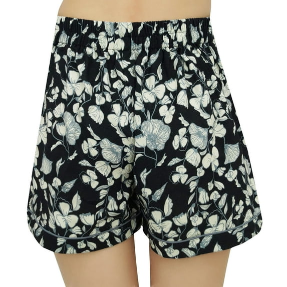 Bimba Womens Black Rayon Printed Shorts Set Long Sleeve Sleepwear Nightwear - 4