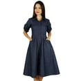 thumbnail image 1 of Bimba Womens Buttondown Cotton Shirt Dress With Pockets Casual Collar Neck, 1 of 3