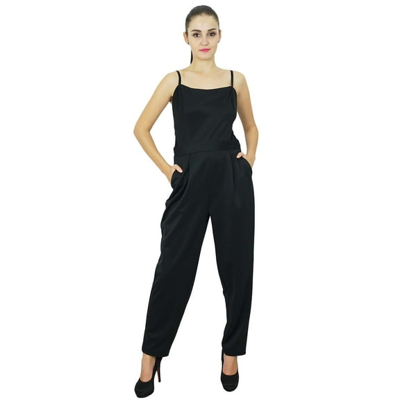 Bimba Womens Casual Full Length Jumpsuits Polyester Spandex Casual Dress Black