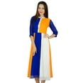 thumbnail image 1 of Bimba Womens Classic Mandarin Collar Shift Dress Tricolor Midi Summer Dress, 1 of 8