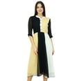 thumbnail image 1 of Bimba Womens Classic Mandarin Collar Shift TriColor Midi Summer Chic Dresses, 1 of 8