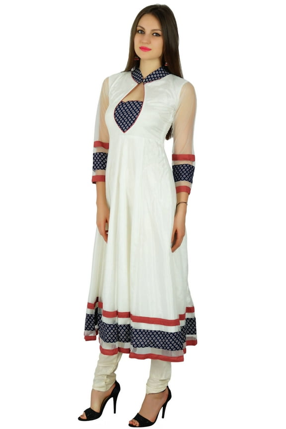 Womens Classy Net Anarkali Kurta Kurti Long Maxi Dress Indian Clothing