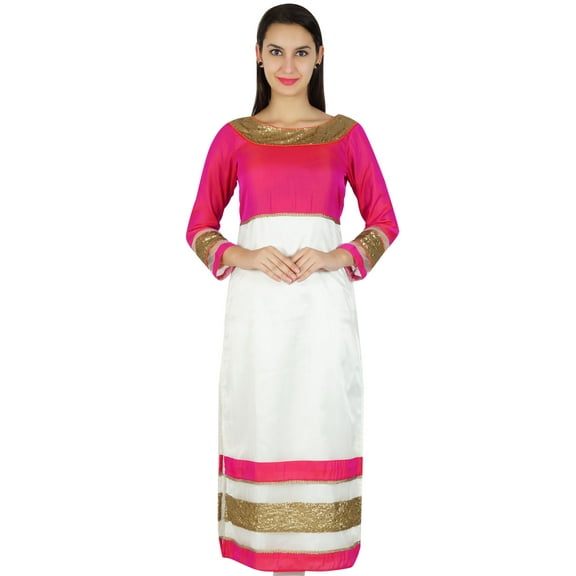 Bimba Womens Classy Net Kurta Kurti Long Designer Party Dress Custom Clothing