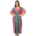 thumbnail image 1 of Bimba Womens Cotton Kaftan Long Pannel Kimono Caftan Drawstring Waist Night Wear, 1 of 8