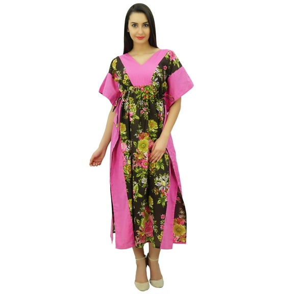 Bimba Womens Cotton Kaftan Long Pannel Kimono Caftan Drawstring Waist Night Wear