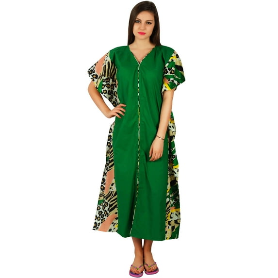 Bimba Womens Cotton Kaftan Long Pannel Kimono Caftan Elastic Waist Night Wear