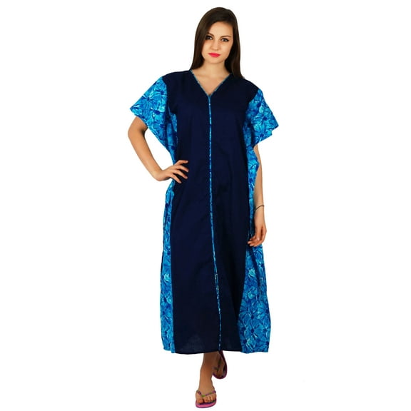 Bimba Womens Cotton Kaftan Long Pannel Kimono Caftan Elastic Waist Night Wear