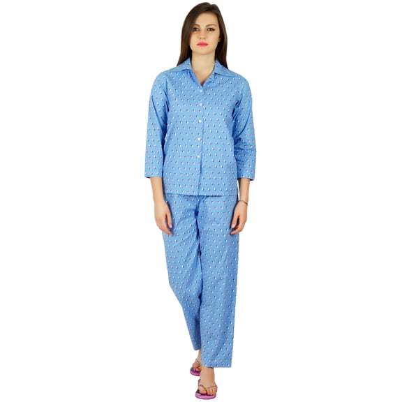 Bimba Womens Cotton Night Wear Printed Pajama Set Full Sleeve Shirt with Pyjama