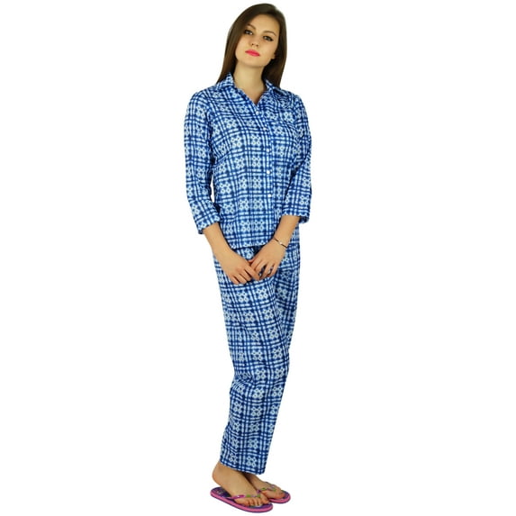 Bimba Womens Cotton Night Wear Printed Pajama Set Full Sleeve Shirt with Pyjama