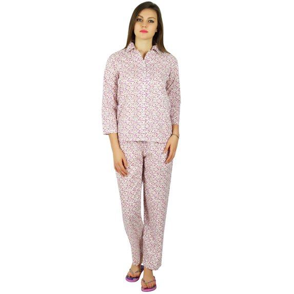 Bimba Womens Cotton Night Wear Printed Pajama Set Full Sleeve Shirt with Pyjama
