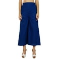 thumbnail image 1 of Bimba Womens Cotton Palazzo Pants Back Elastic Waist Full-Length Pajamas Blue, 1 of 5