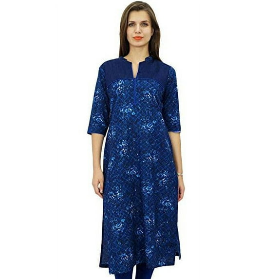 Bimba Womens Cotton Tunic custom Top Long Kurta Indian Ethnic Printed Blouse