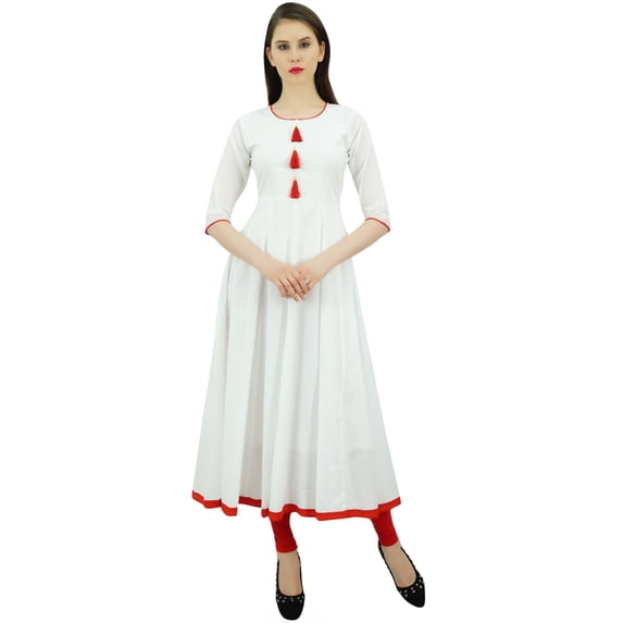 Bimba Womens Designer Ethnic Kurti Flared Anarkali Kurta Dress With Tassele