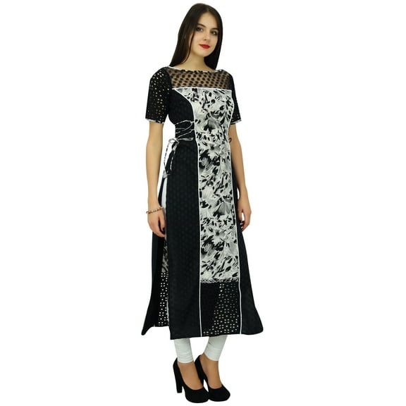 Bimba Womens Designer Party Wear Kurta Long Black Kurti India Ethnic Clothing