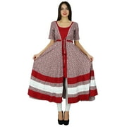 Bimba Womens Drawstring Waist Anarkali kurta Printed Kurti Designer Blouse