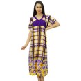 thumbnail image 1 of Bimba Womens Floral Rayon Kaftan Long Maxi Caftan Dress Night Wear Coverup, 1 of 8